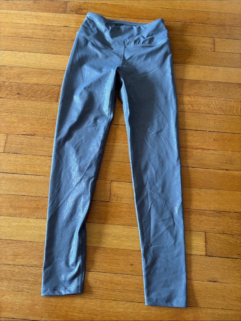 Women's Shiny Slate Grey High-Rise Leggings